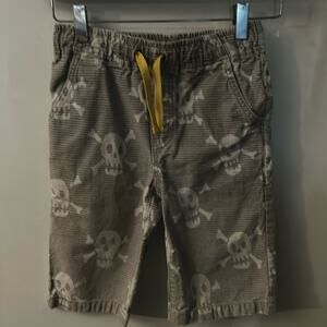 Mini Boden Boy's Denim Skull Shorts Size 9Y Gray/White Holiday Fall Halloween